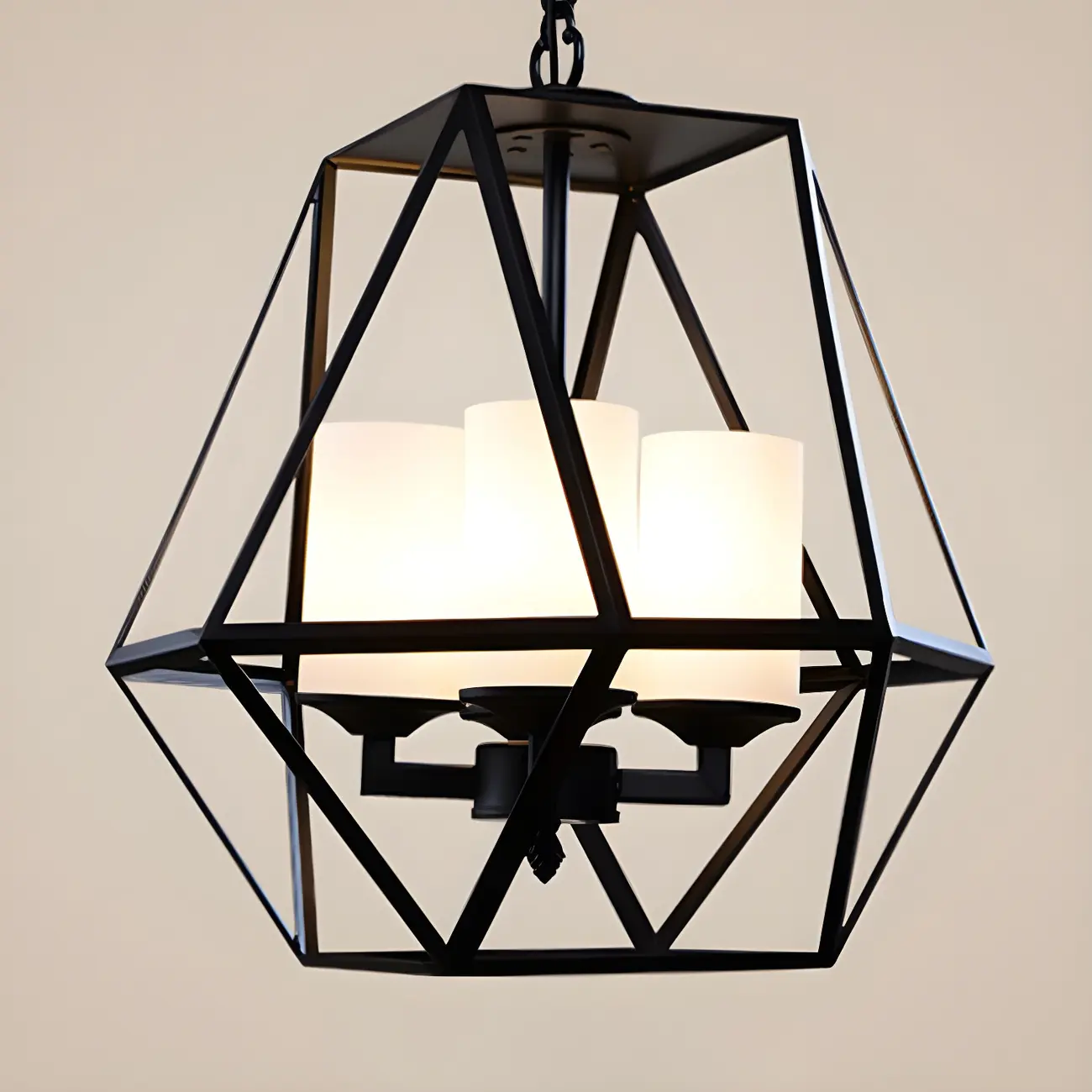 Black Geometric Iron Frame Modern Chandelier