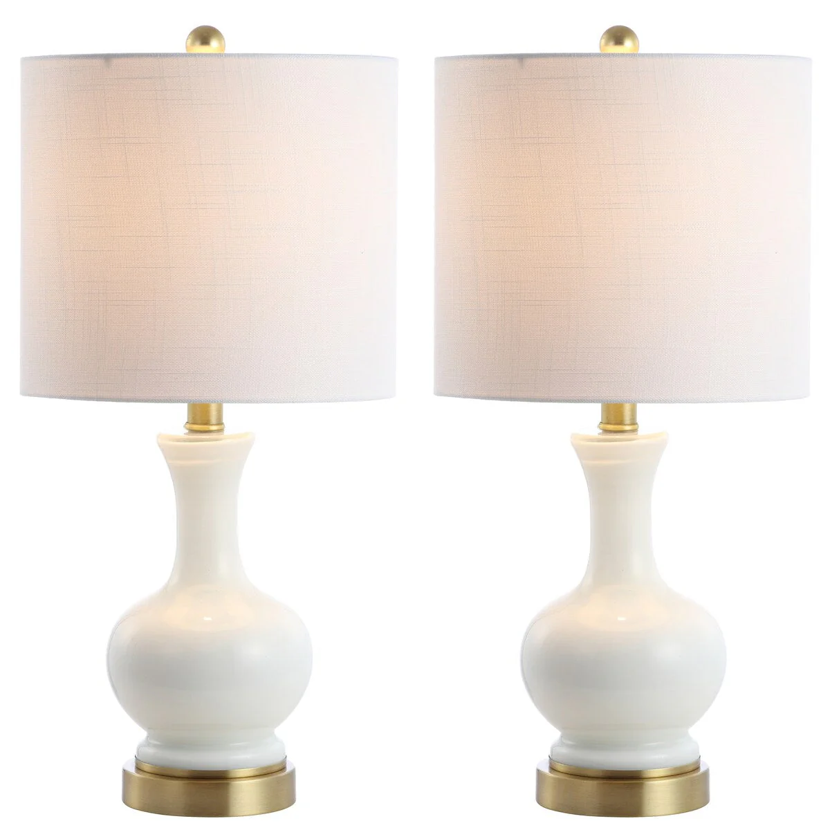 Vermont 22 Glass/Metal LED Table Lamp, White (Set of 2) by JONATHAN Y