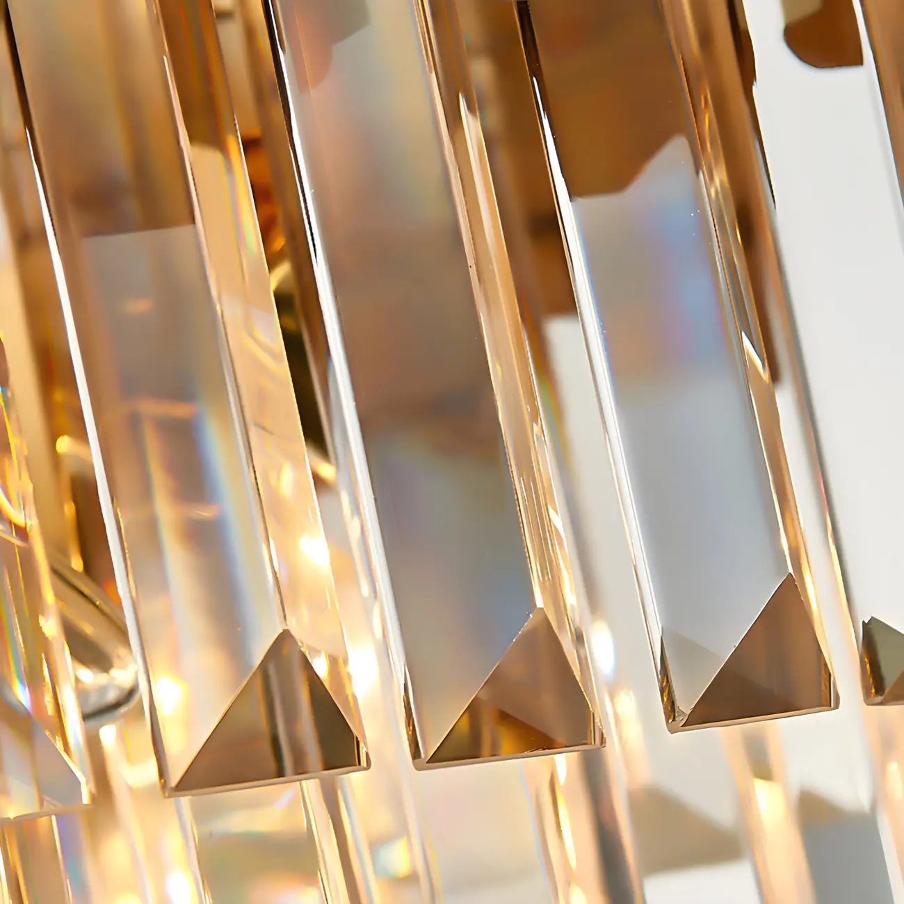 Modern Living Room Gold Crystal Clear Pendant Layered Chandelier