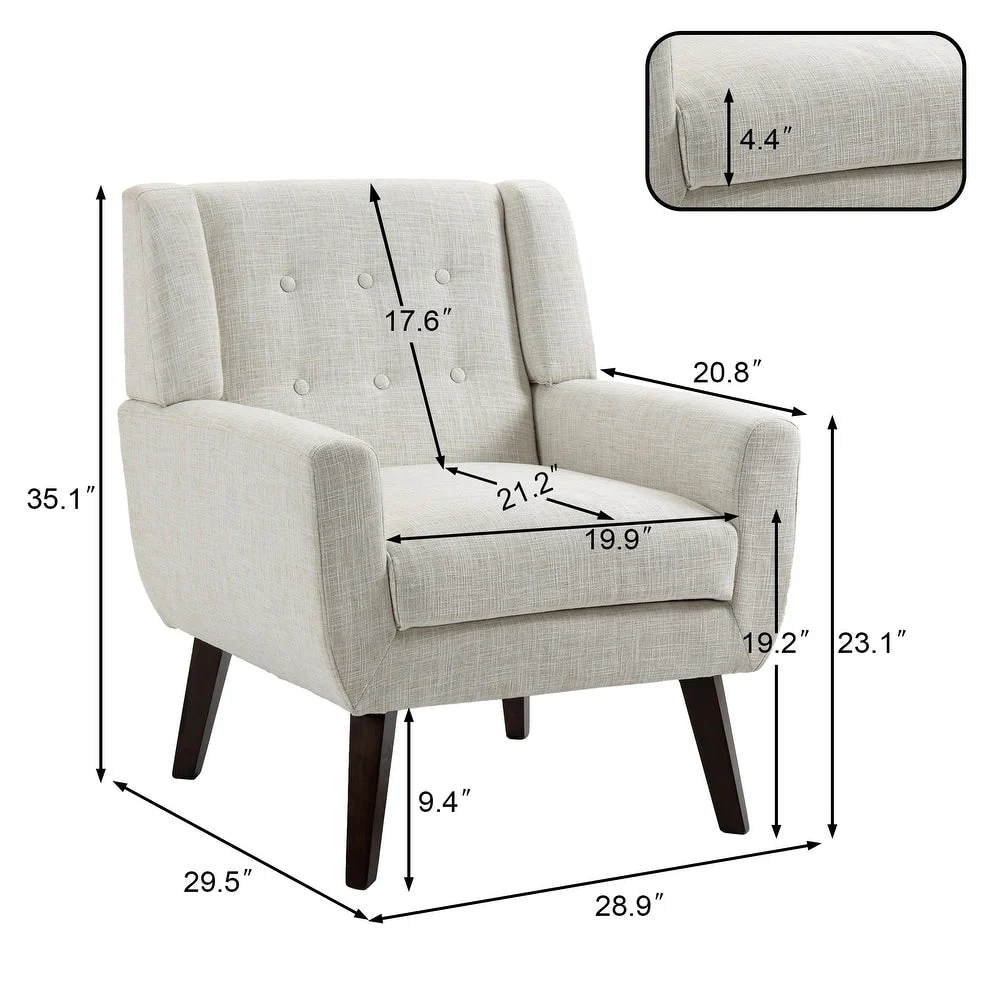 Cotton/ Linen Look Fabric Modern Accent Chair Armchair