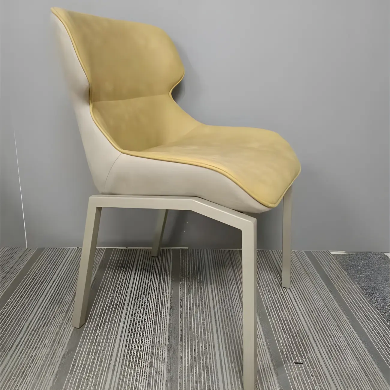 Camel Faux Leather Upholstered Dining Chair with Metal Legs