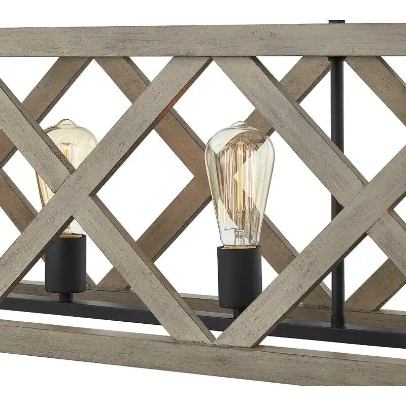 4 - Light Anchor Grey Oak And Matte Black Pendant - 36 x9.85 x14