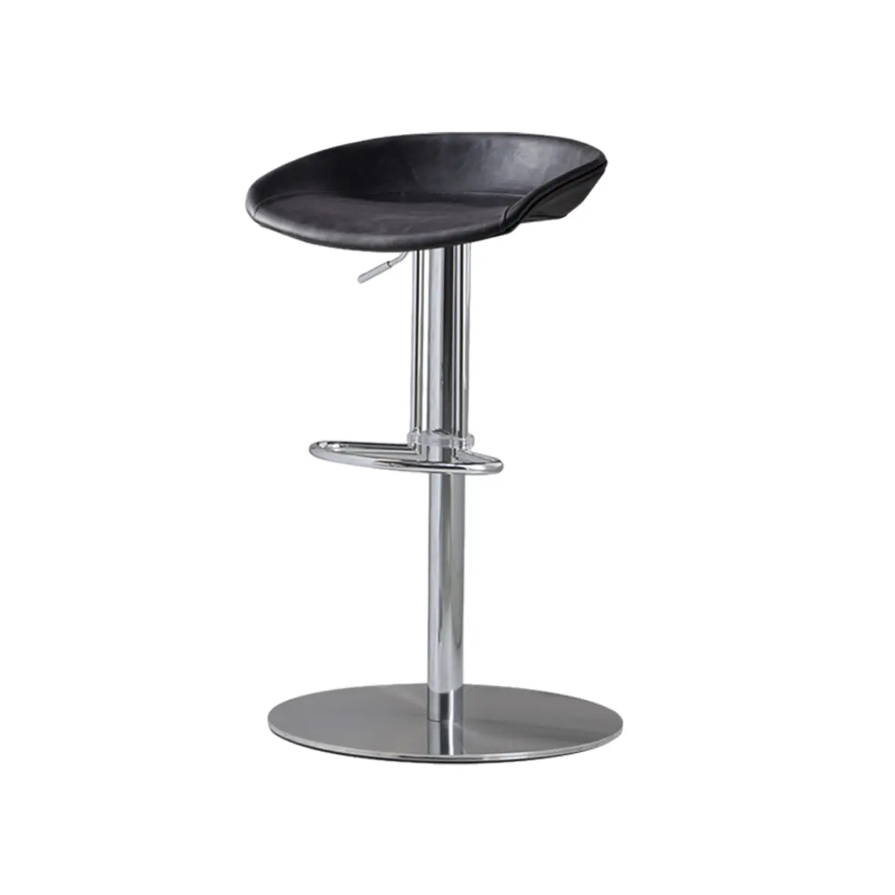 Adjustable Black Leather Saddle Swivel Bar Stools