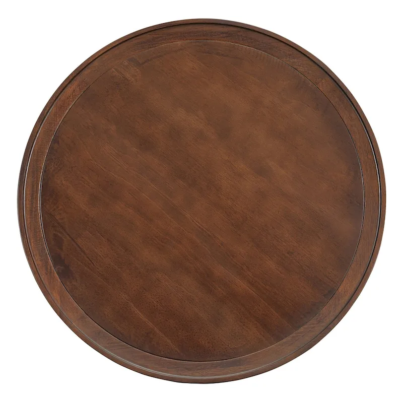 2-Tiered Round Walnut Wood Coffee Table