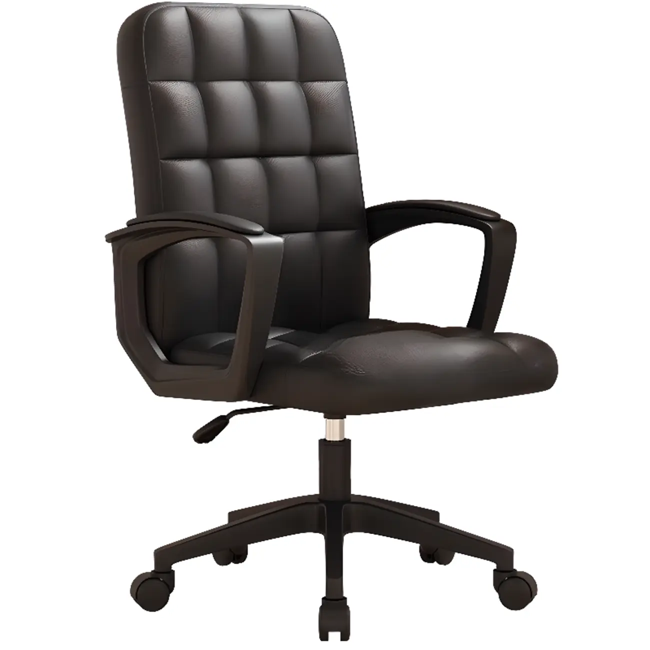 Modern Black Faux Leather Adjustable Swivel Office Chair