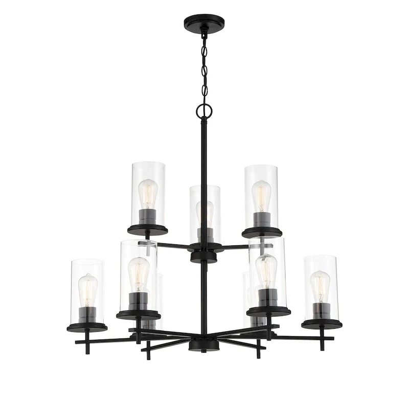 Lavery Haisley Coal & Clear Glass 9 Light Chandelier