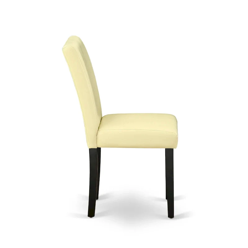 East West Furniture Dining Table Set- a Round Kitchen Table and Eggnog Faux Leather Chairs, Black (Pieces Options)