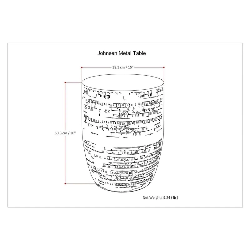 WYNDENHALL Jean 15 Wide Tribal Pattern Metal Accent Table & Assembled - 15w x 15 d x 20 h