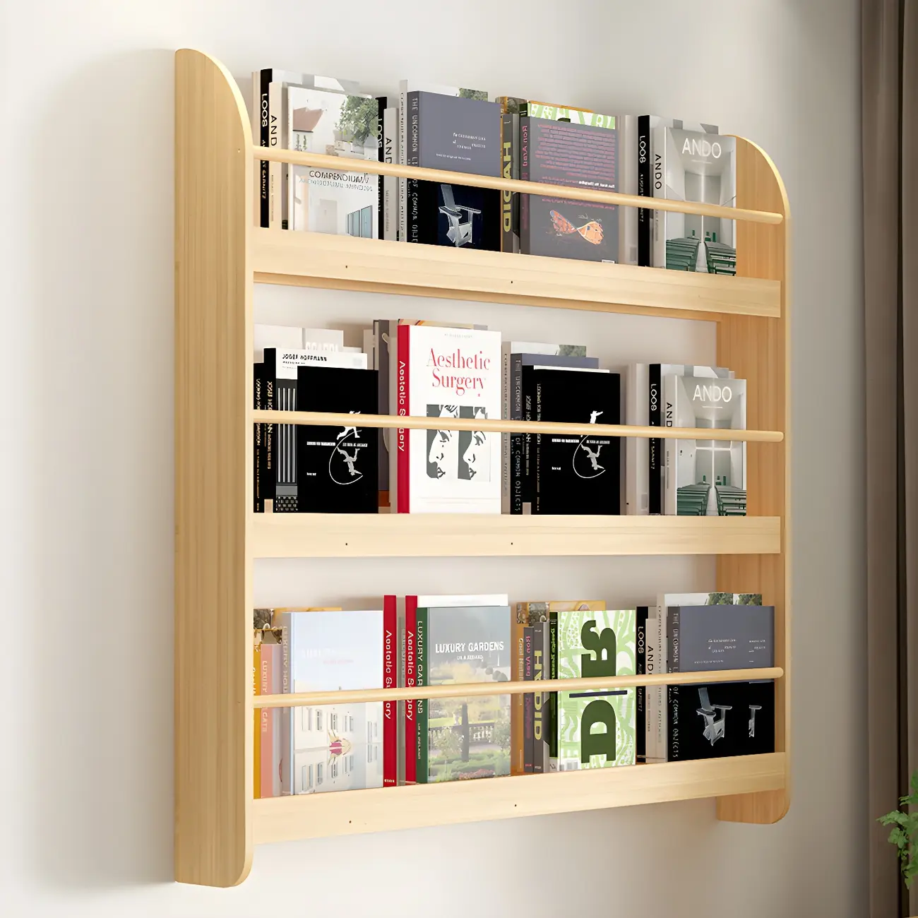 Modern Slim Wood Wall-Mounted Bookshelf