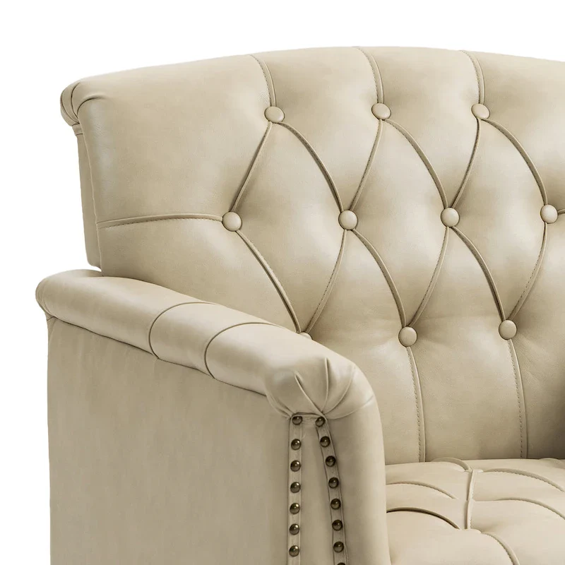 PU Leather Tufted Accent Chair with Nailhead Trim Armchair