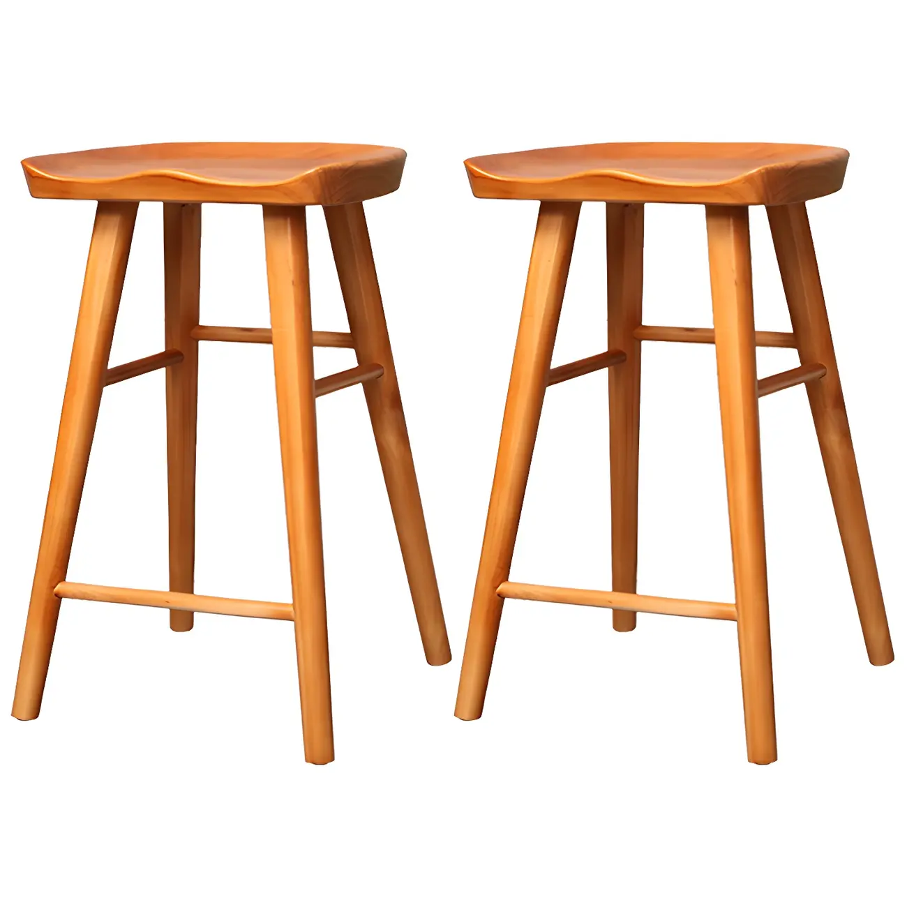 Counter Height Backless Wooden Industrial Bar Stools