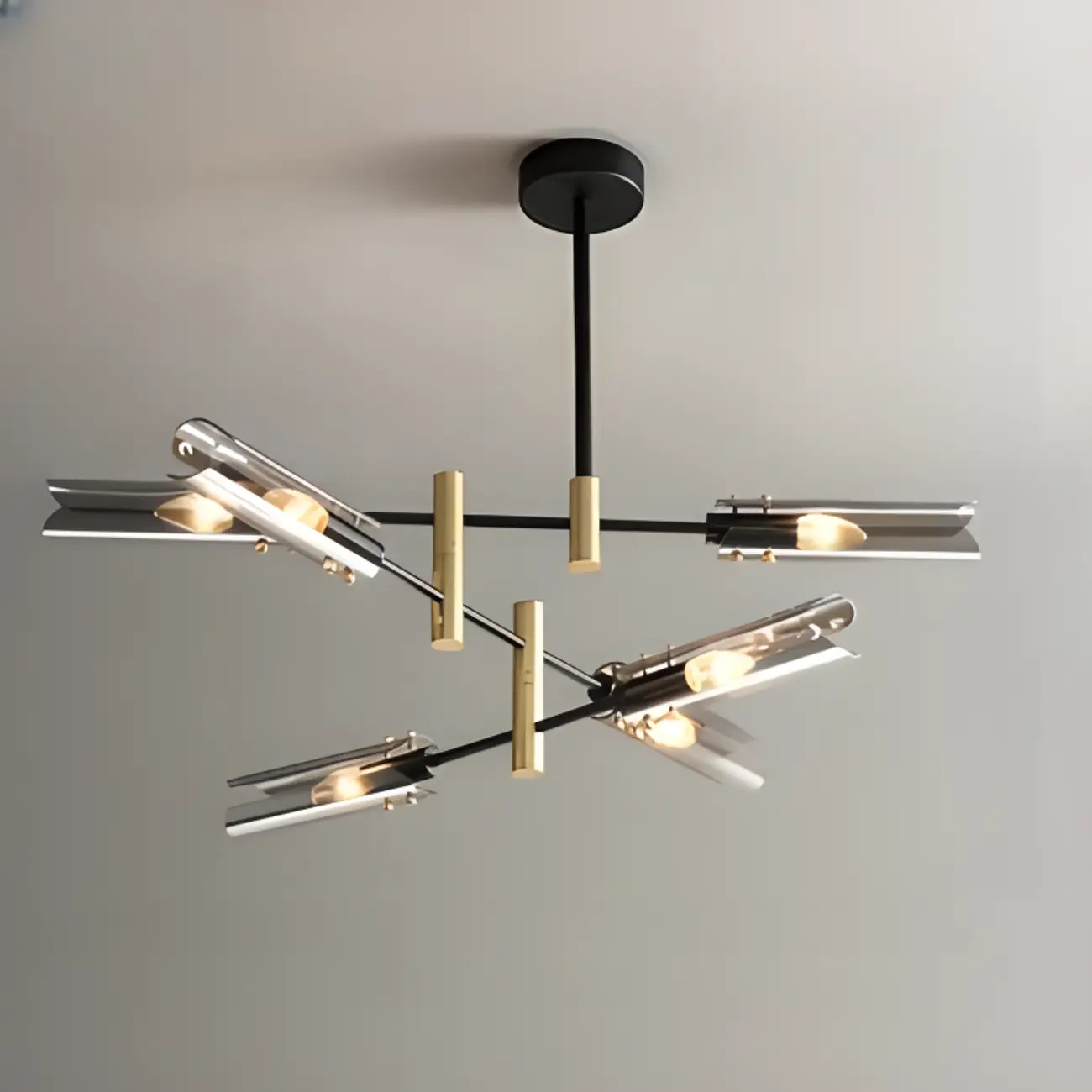 Modern Industrial Linear Chandelier with Adjustable Height
