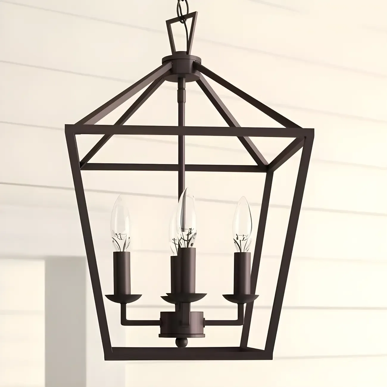 Black Geometric Metal Lantern Chandelier Modern Design
