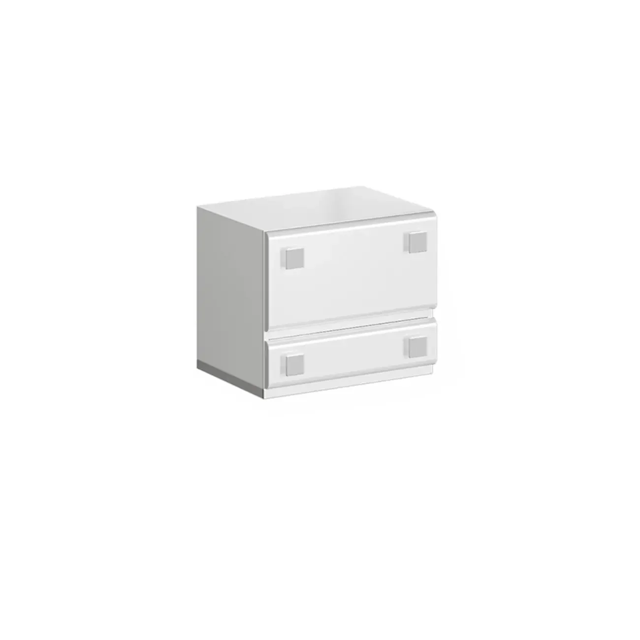 Modern Glossy Wood Metal 2-Drawer Nightstand