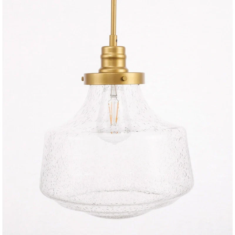 Klyli 11-inch 1-light Clear Seeded Glass Hanging Pendant