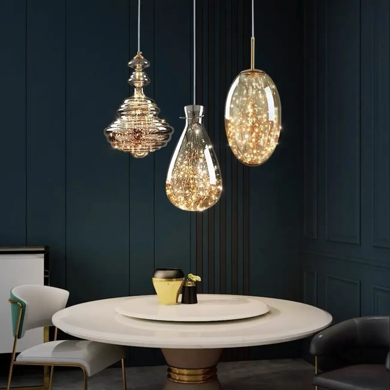 Modern Clear Glass Dining Room Pendant Light