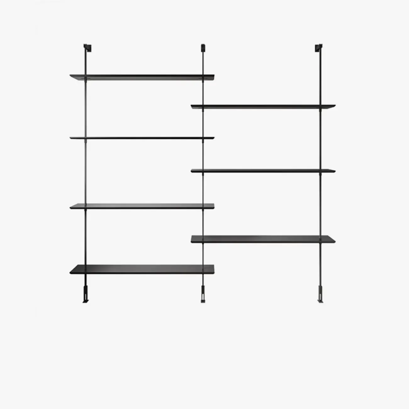 Industrial Black Wood Modular Wall Shelving System Bookshelf