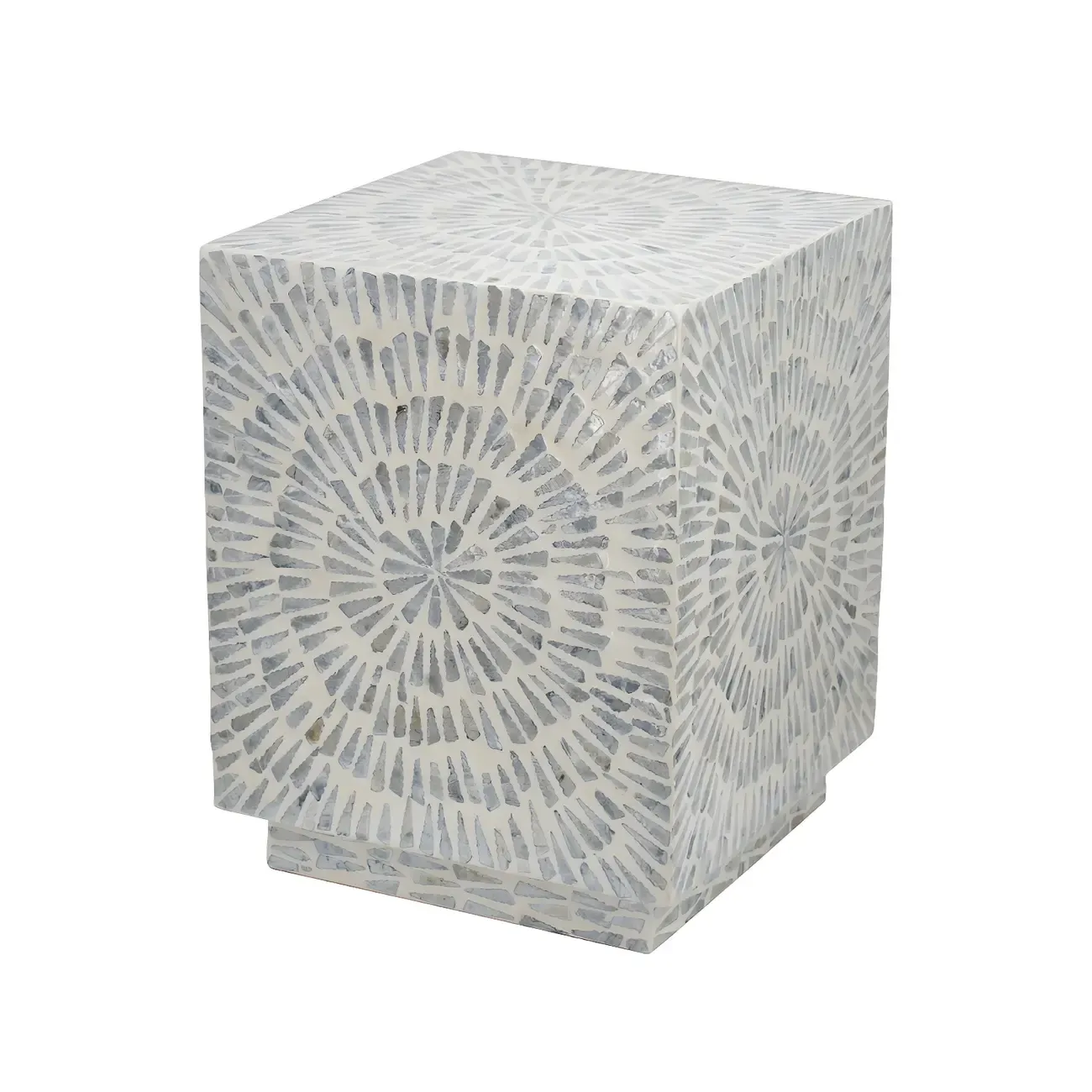 Tropical Mosaic Wooden Round Side Table