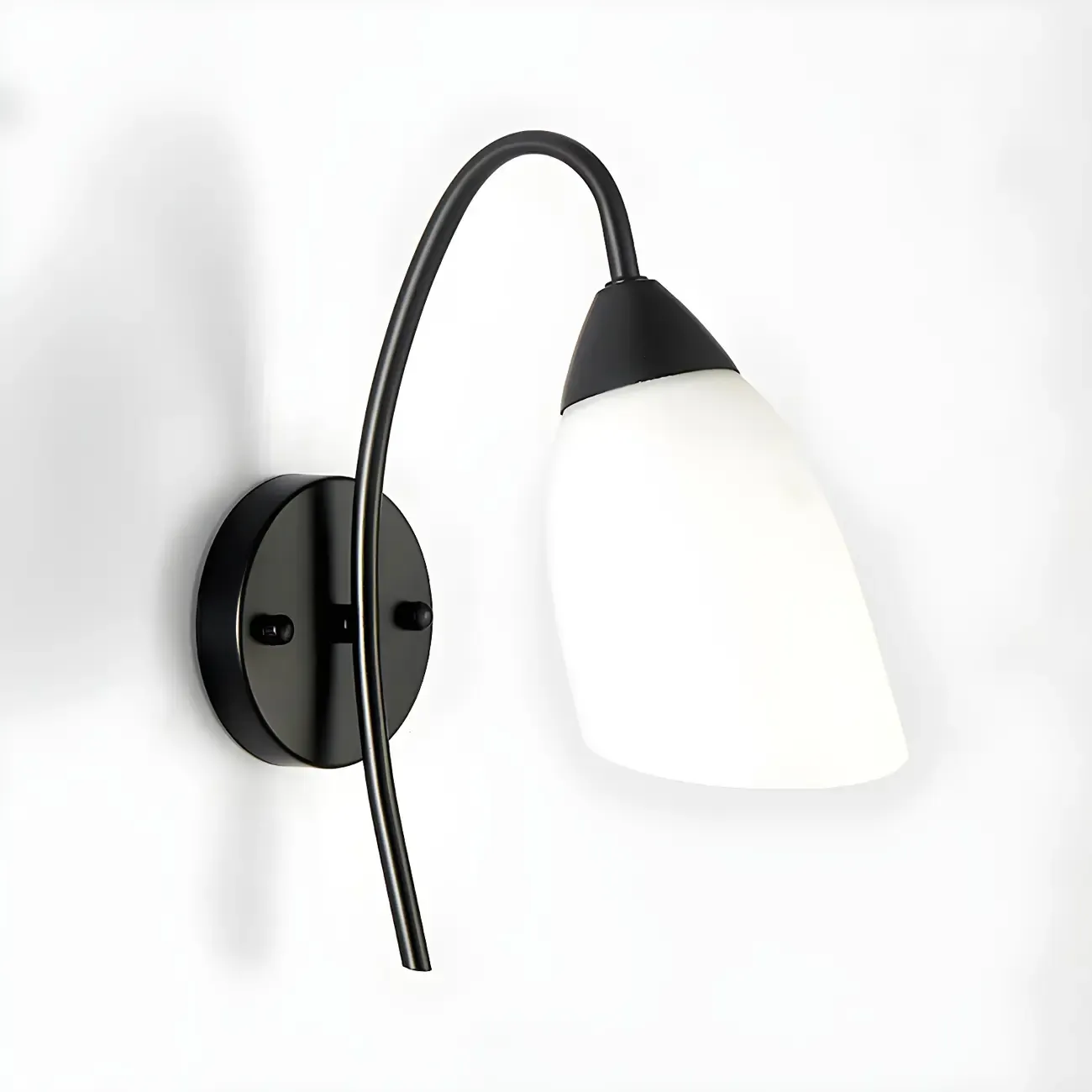 Modern Metal Black Arc Bathroom Vanity Light with Glass Shade