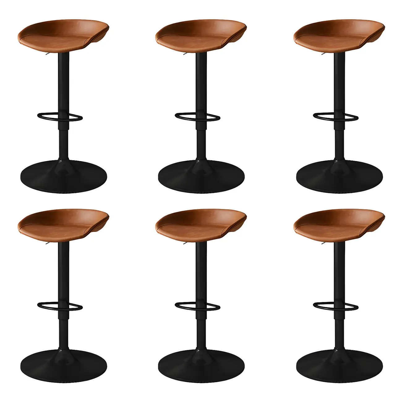 Modern Leather Black Pedestal Swivel Adjustable Bar Stool