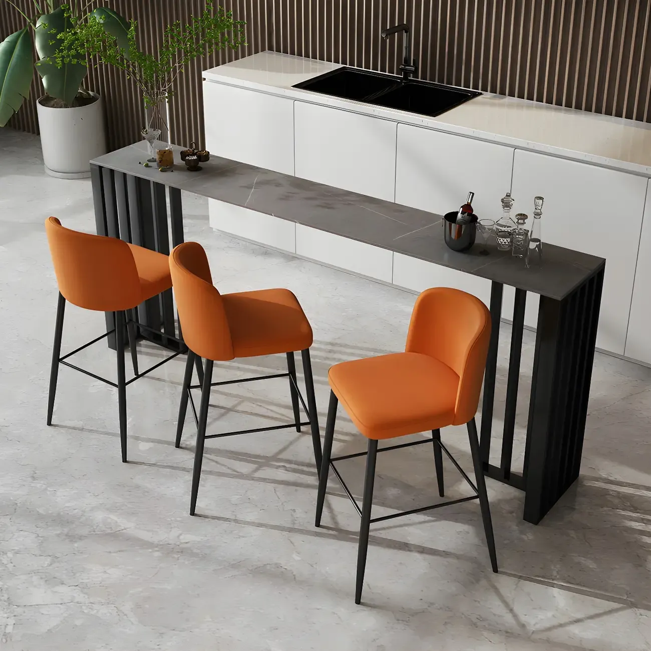 Modern Stone Bar Table with Double Pedestal for Kitchen