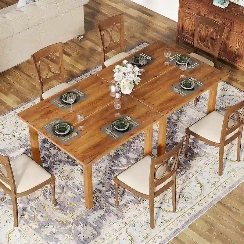 Country Rustic Square Dining Table with Solid Wood Legs - 39.4D x 39.4W x 30H