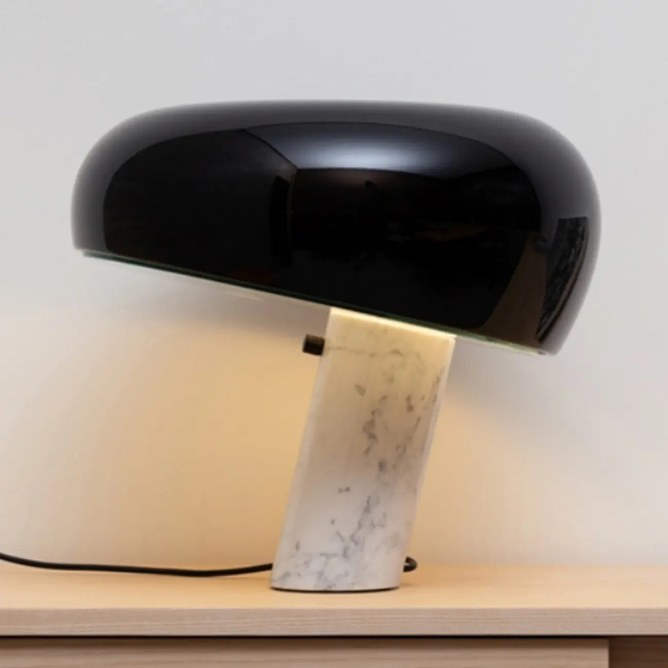 Modern Geometric Stone & Iron LED Table Lamp, Black