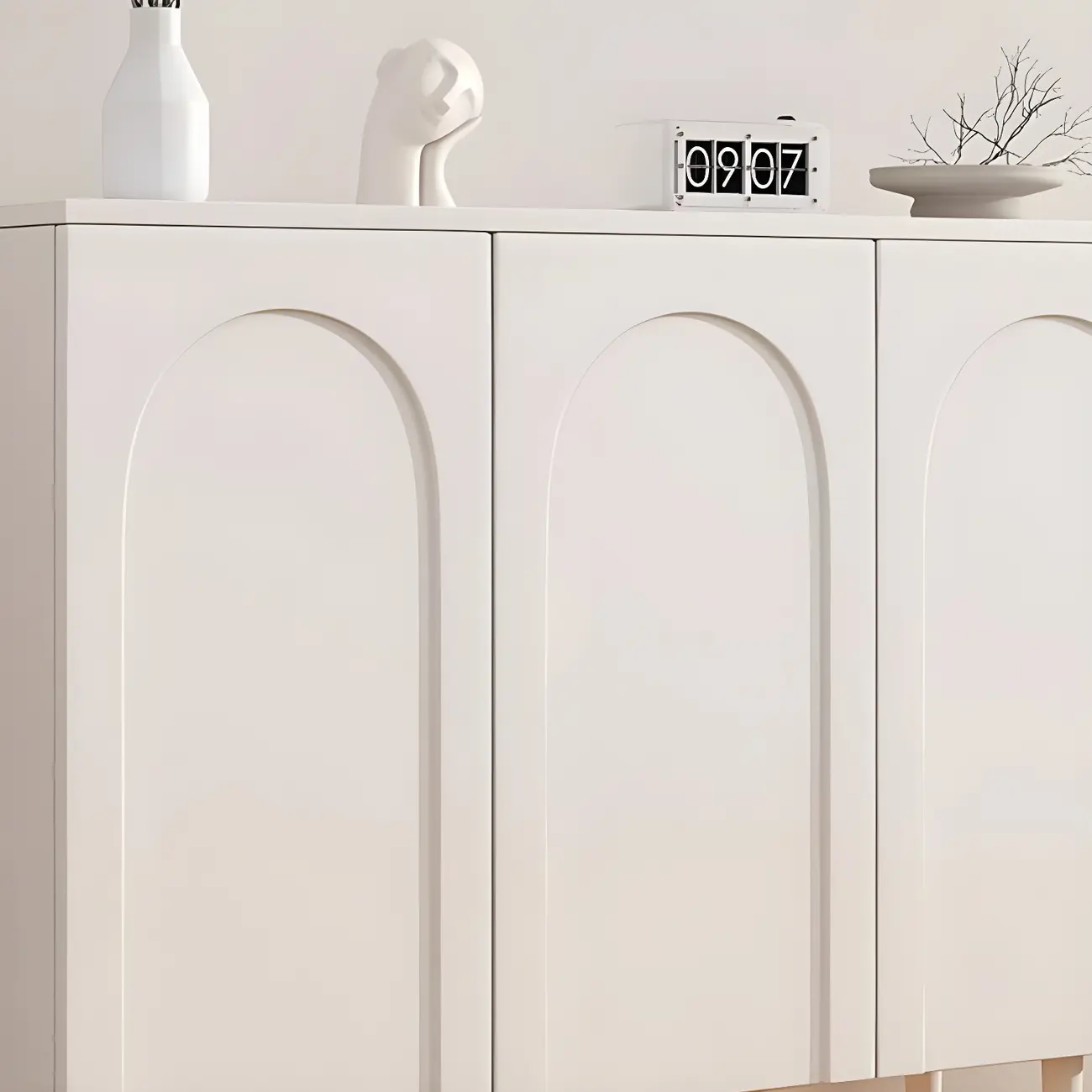 Green Wood Shoe Cabinet with Adjustable Shelves