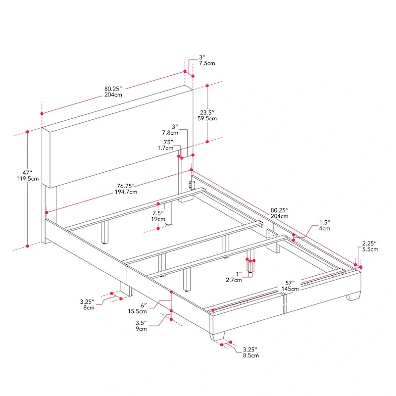 Nova Upholstered Modern Boucle Bed, Box Spring Required