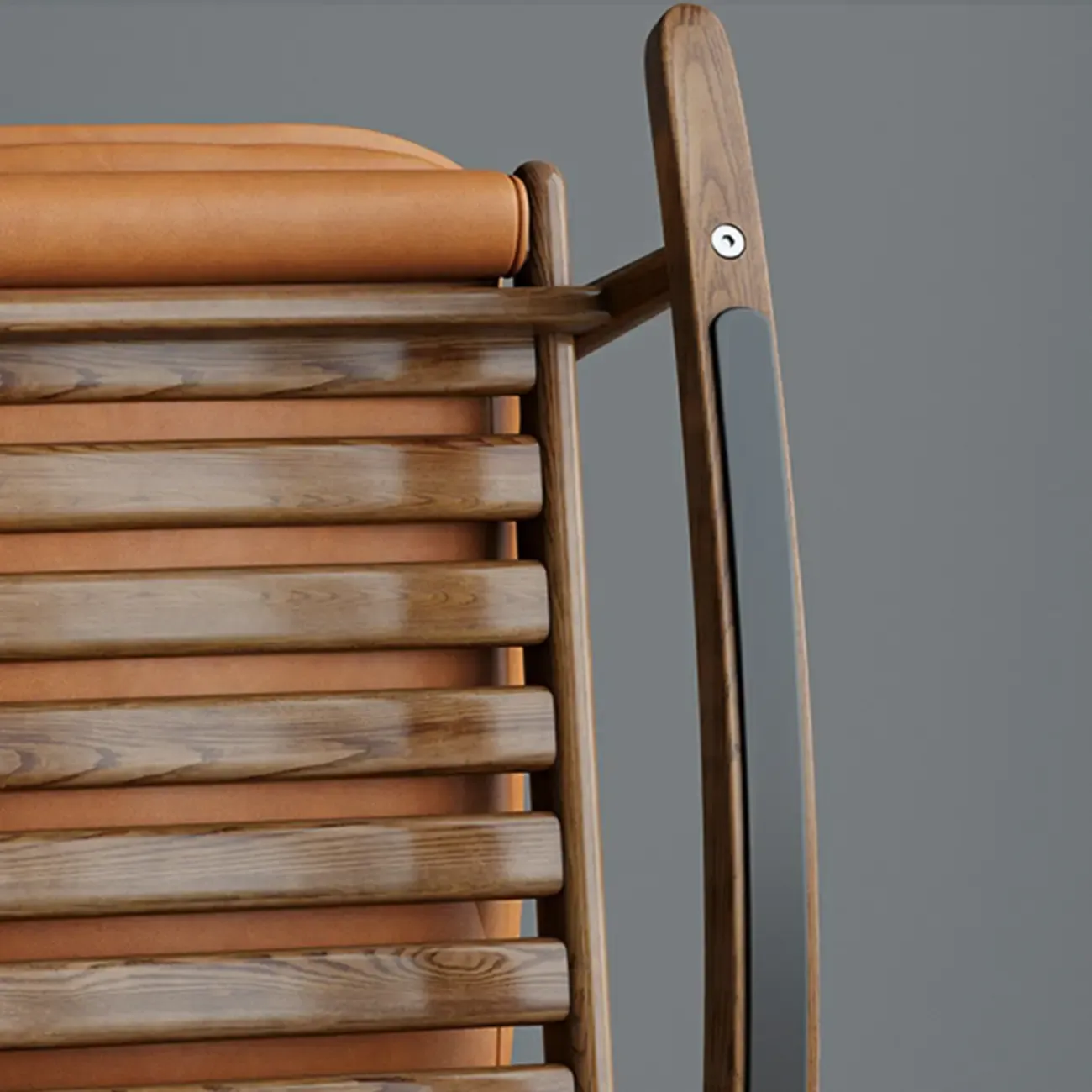 Modern Wood Nappa Upholstered Rocking Chair with Footstool