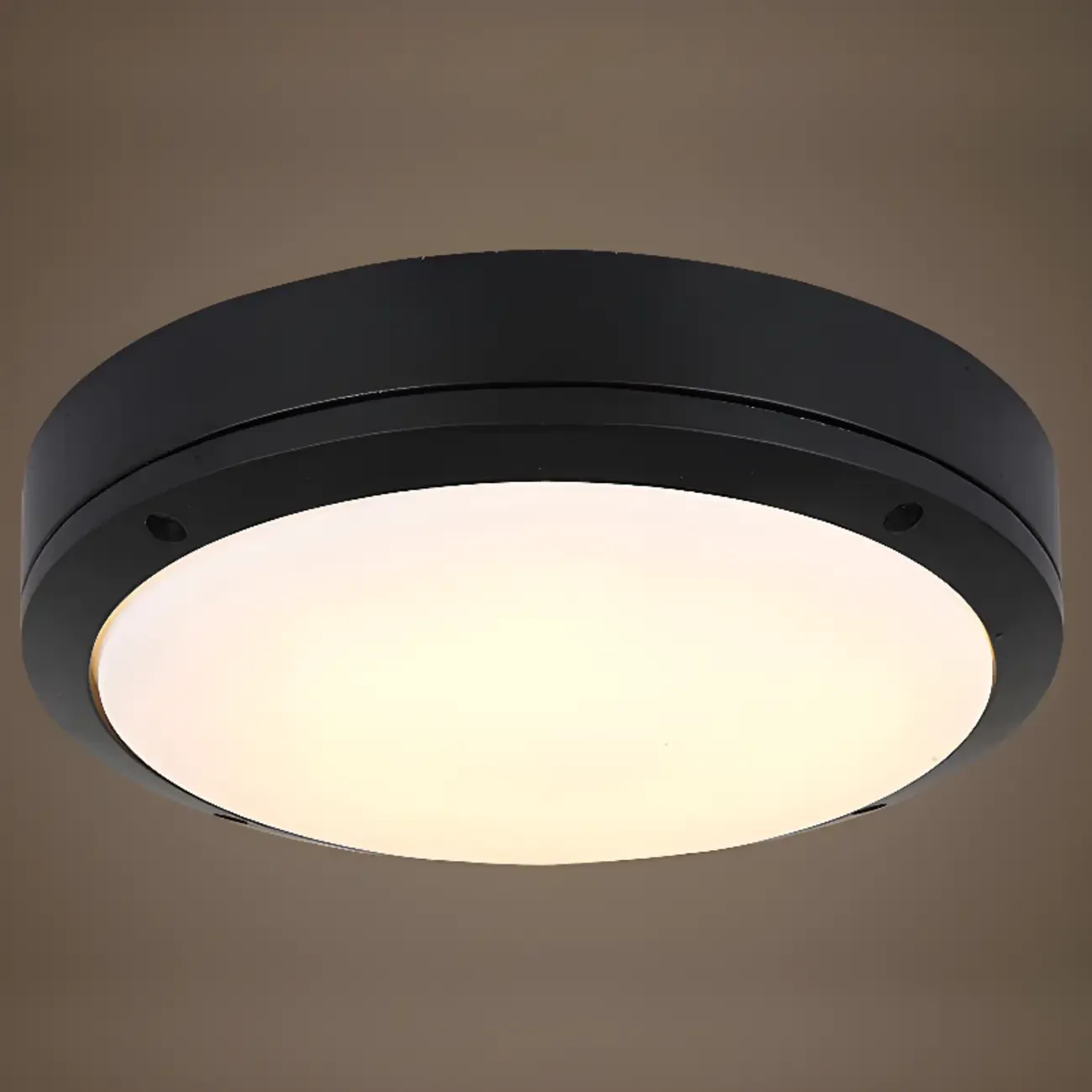 Industrial Black Round Metal LED Flush Ceiling Light