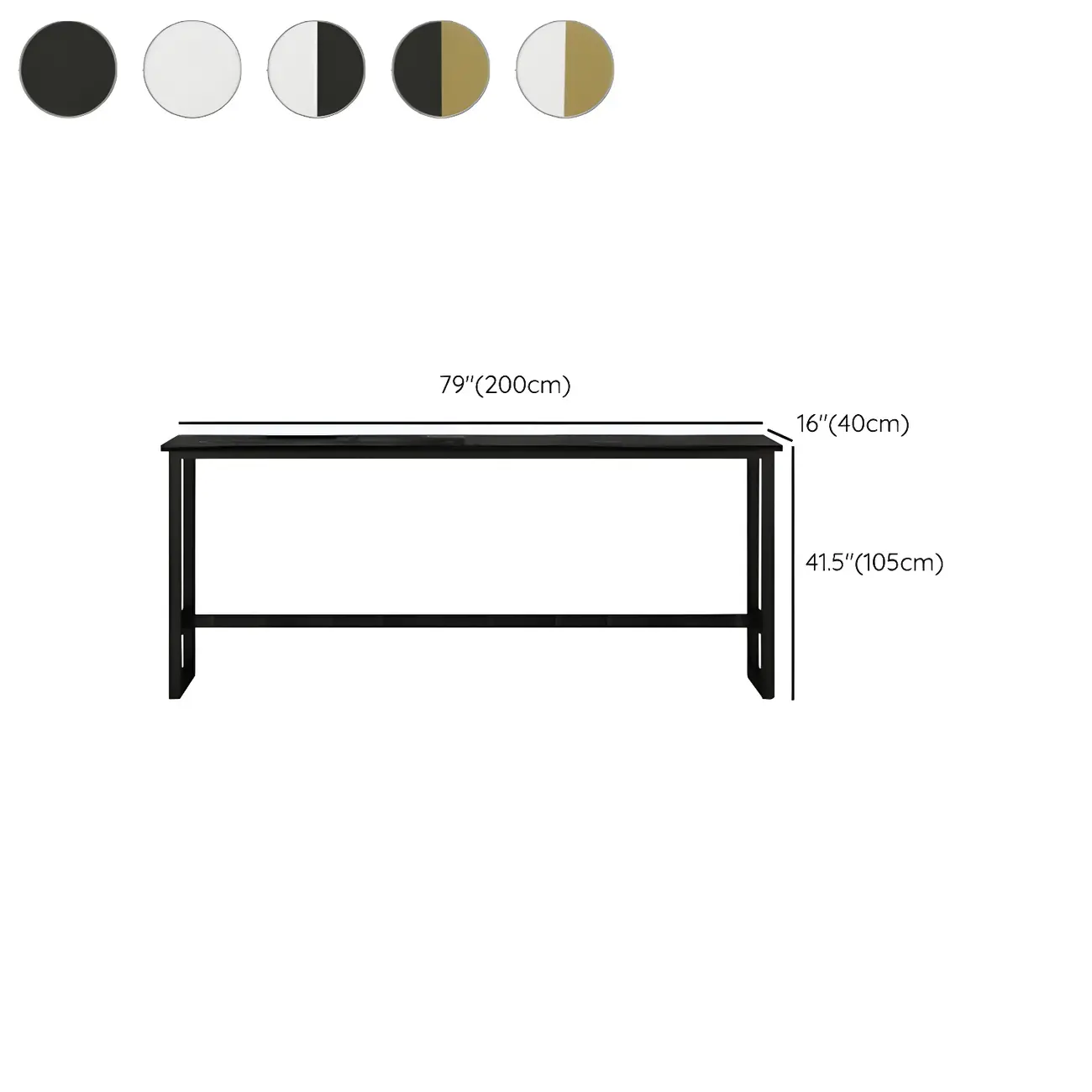 Rectangular Tall Wood Metal Base Bar Table Black