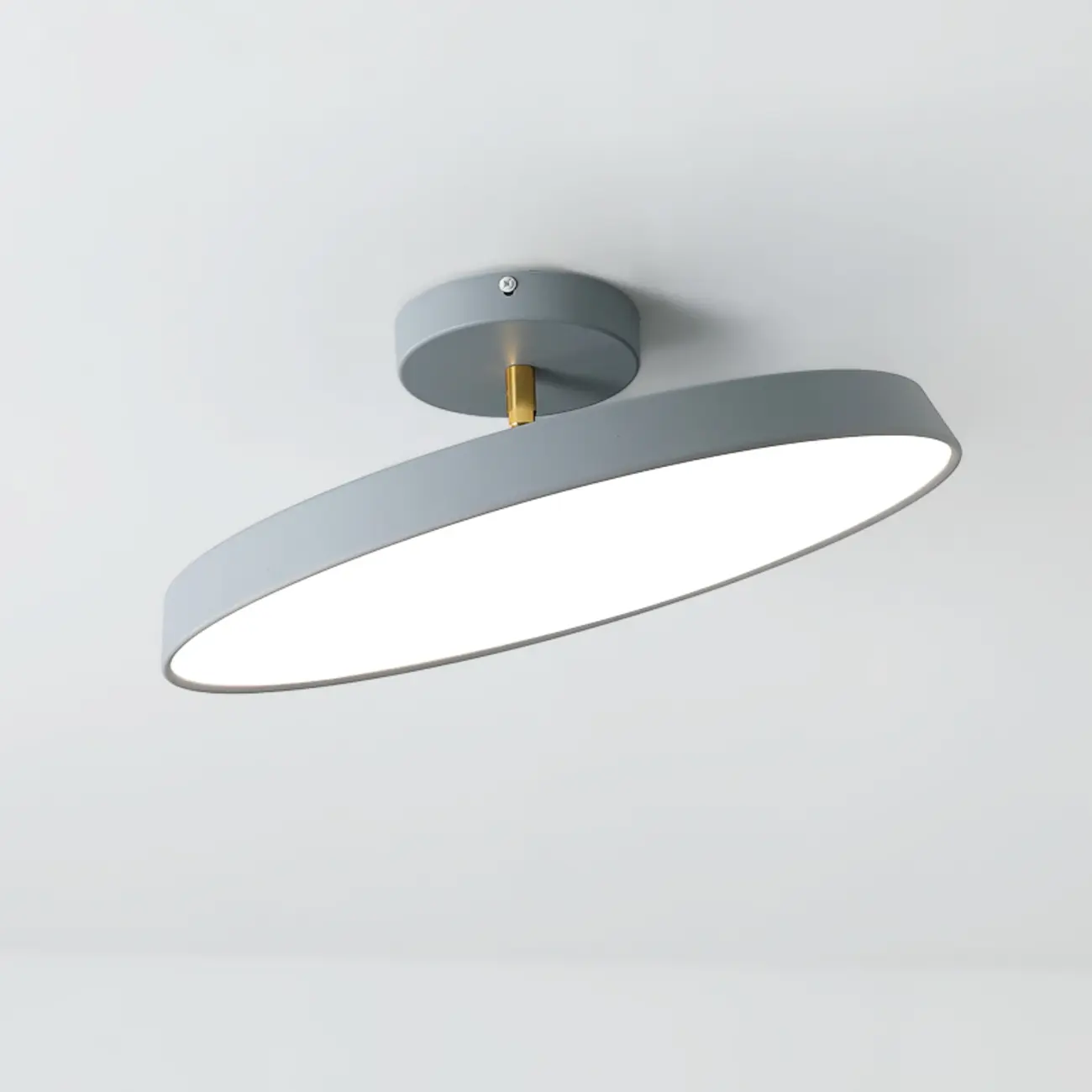 Modern Grey Round Dimmable Semi Flush LED Ceiling Light