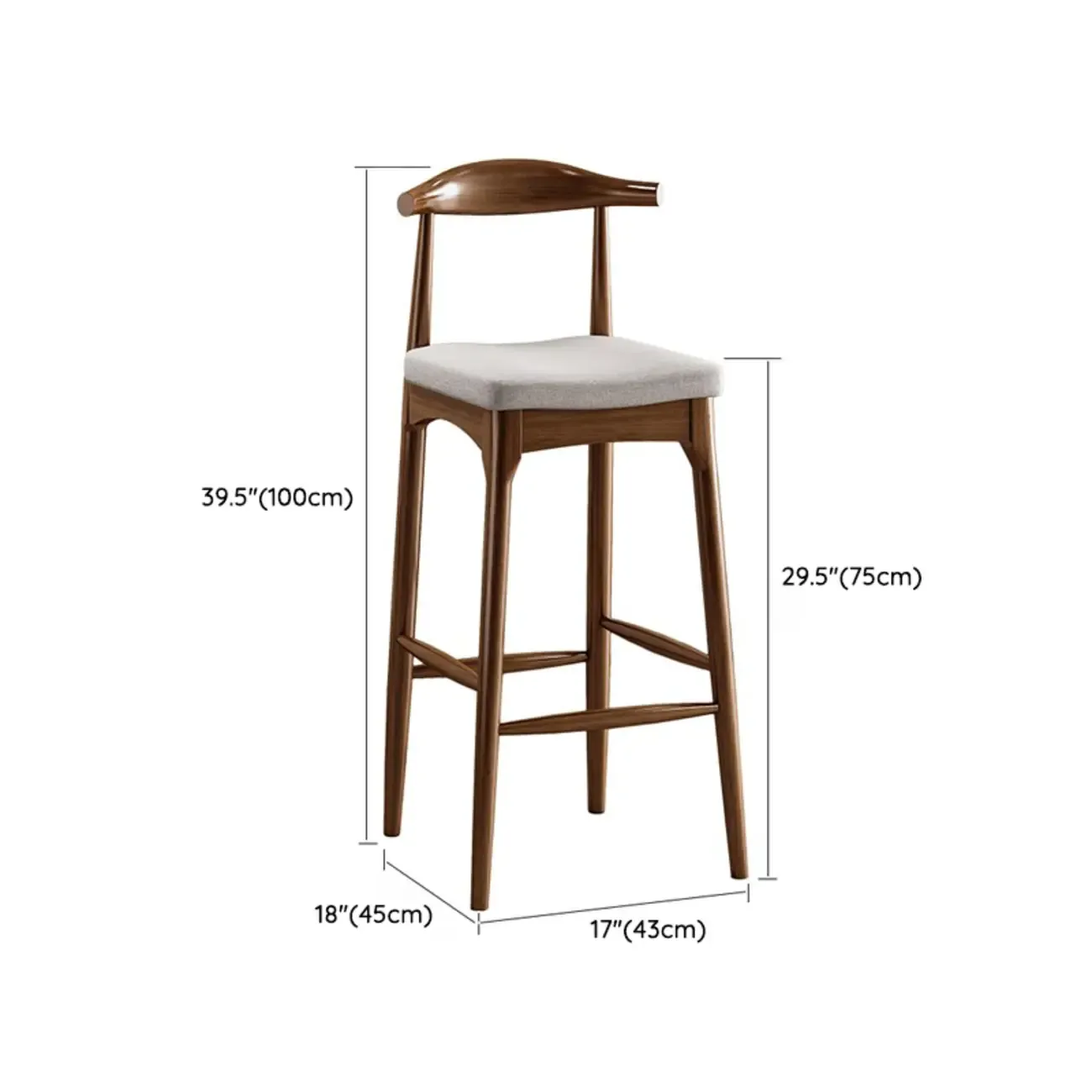 Modern Pine Wood Bar Set with Upholstered Chairs