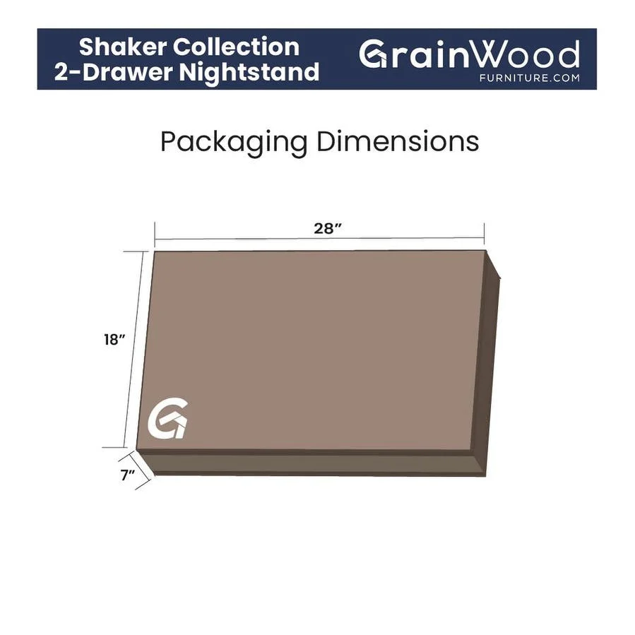 Grain Wood Furniture Shaker 2-drawer Solid Wood Nightstand