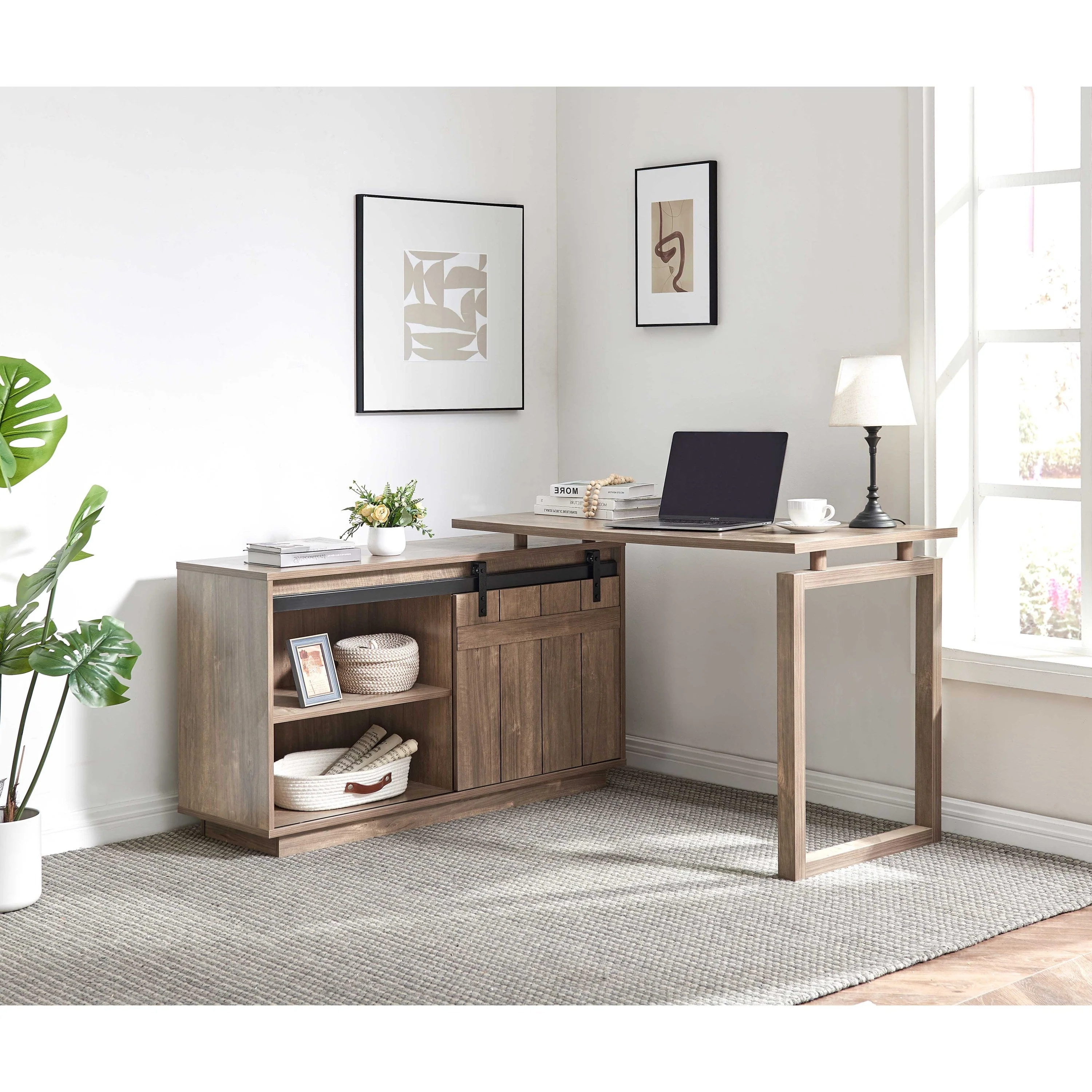 Walker Edison | Farmhouse L-shaped Workstation Home Office Desk