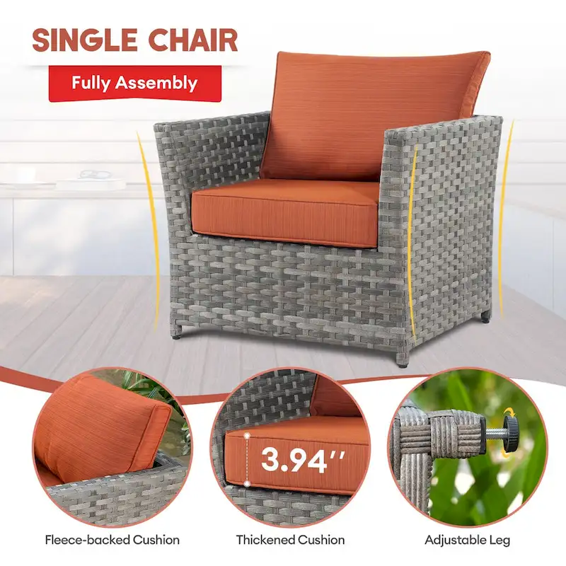 XIZZI 9-piece Patio Furniture Sectional Set with Swivel Rocking Chairs