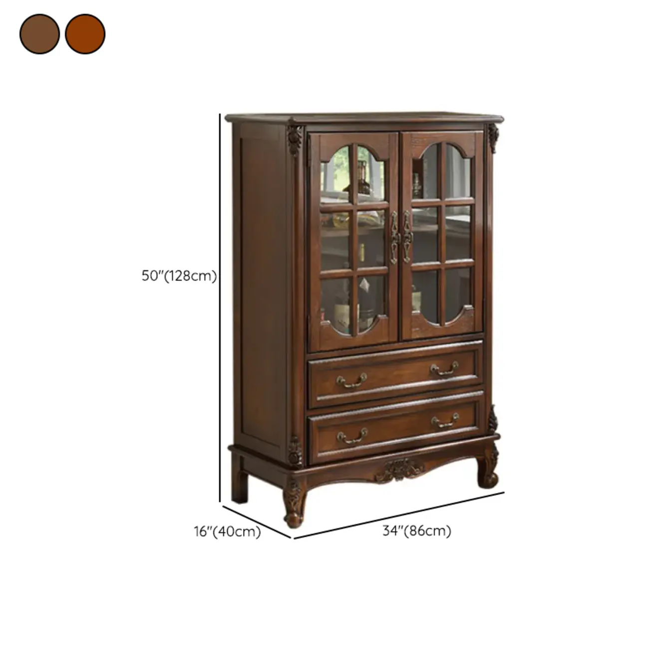 Traditional 34 Wood Wine Bar Cabinet with Drawers