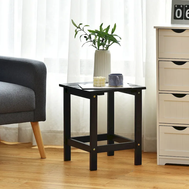 Costway Patio 15 End Side Coffee Table Square Wooden Slat Garden Deck - See details