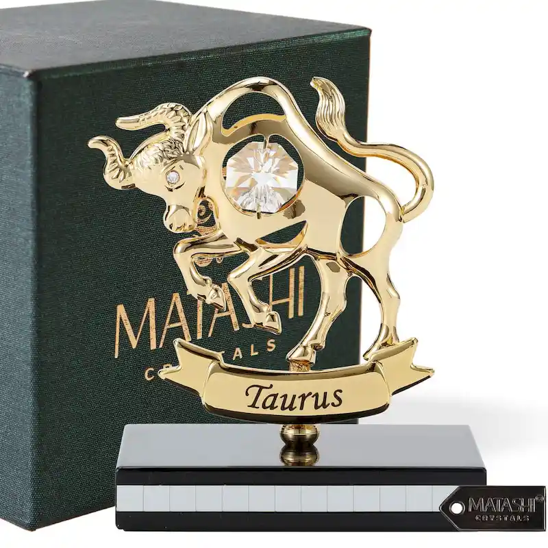 Matashi 24K Gold Plated Zodiac Astrological Sign Taurus Figurine