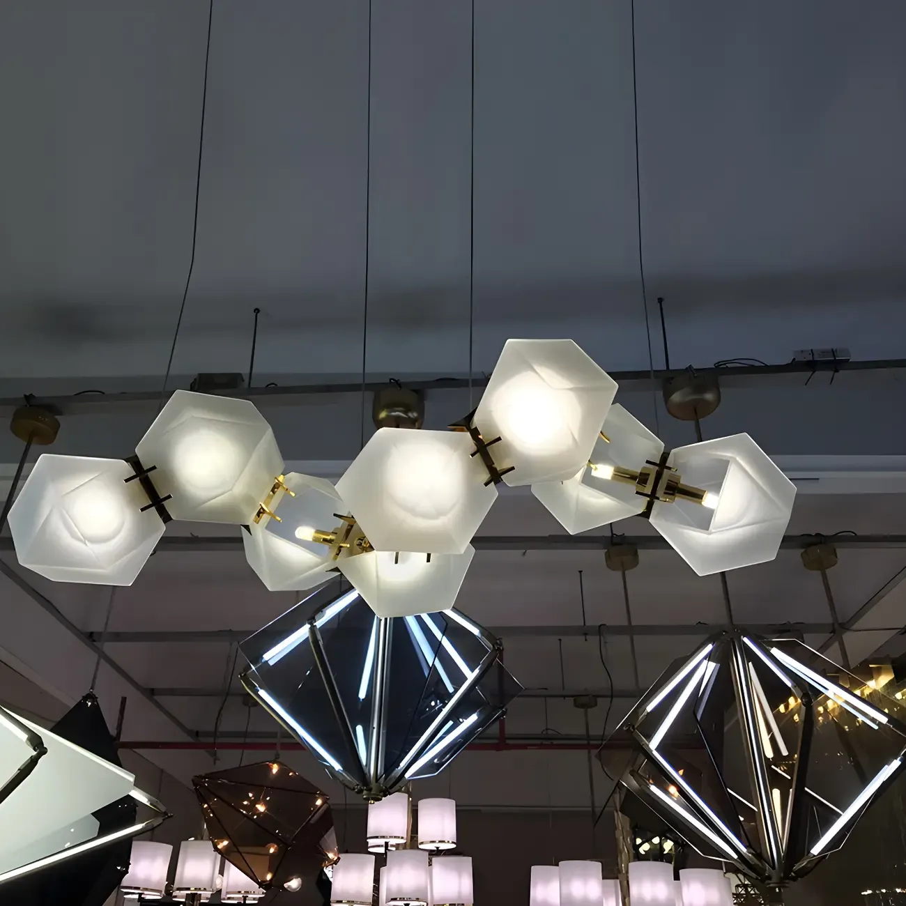Simple Modern Glass Hexagonal Island Pendant Light