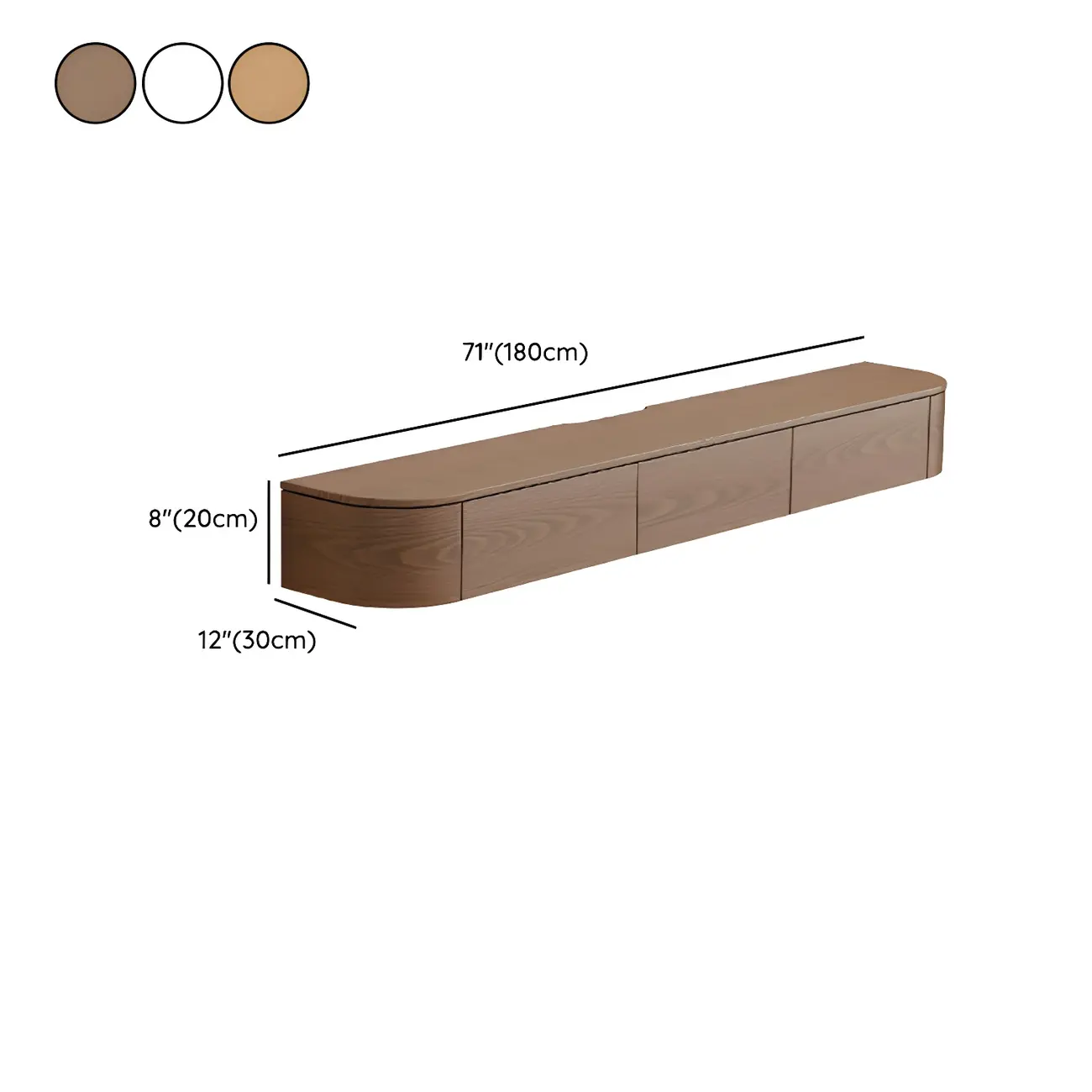 Scandinavian Wood Wall-mount TV Stand with Lift Drawers