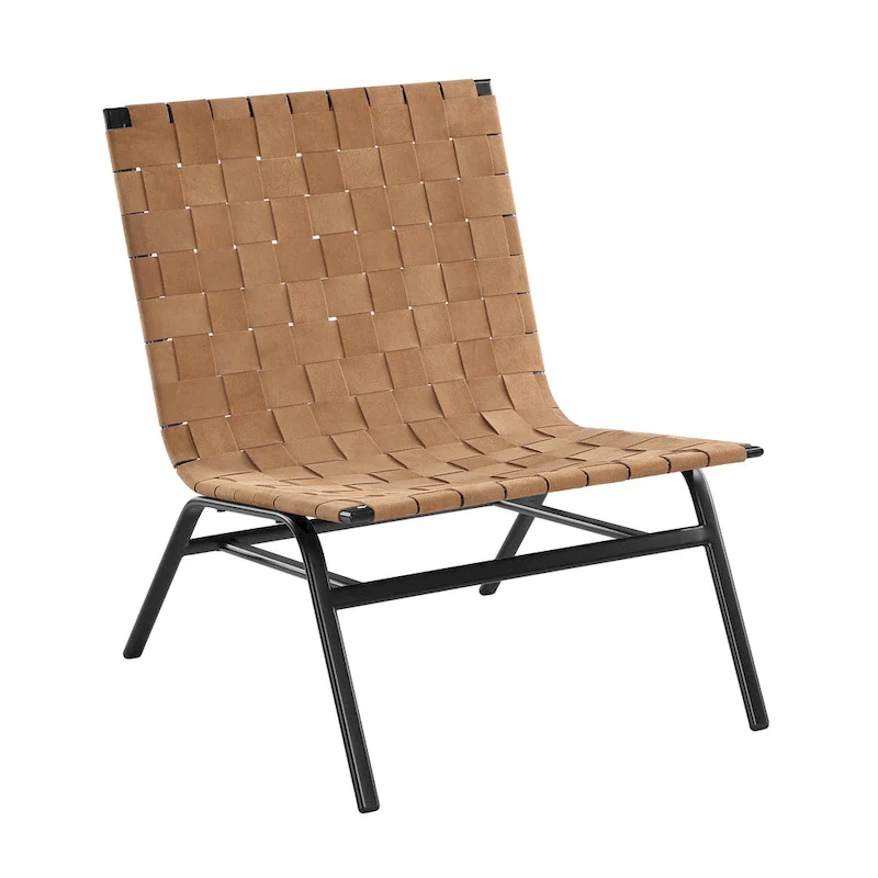 Calvo Woven Brown Leather Accent Chair by Greyson Living