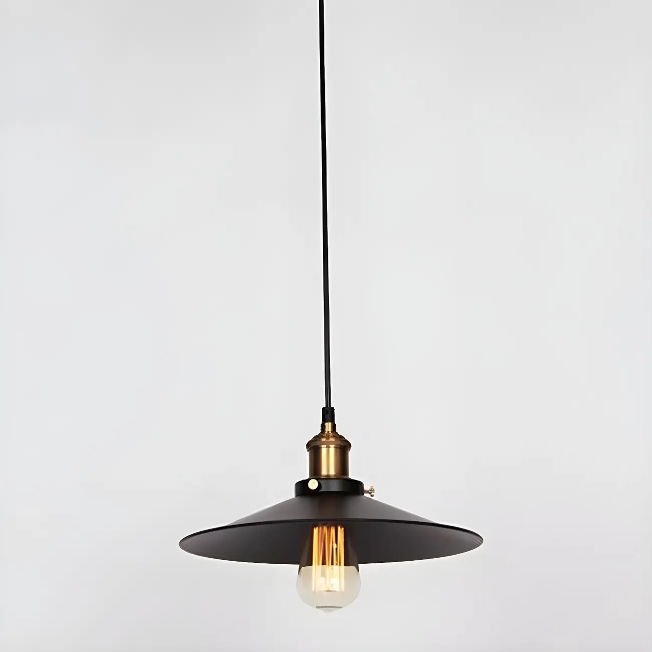 Industrial Black Metal Cone Hanging Pendant Light Fixture