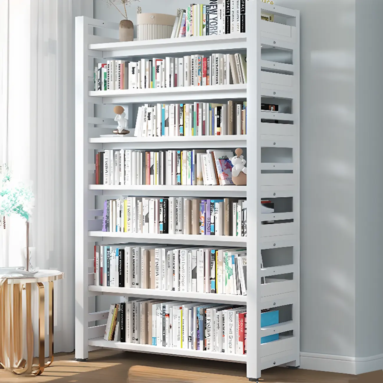 Modish Multi-Layer Open Back Wooden Tall Bookshelves