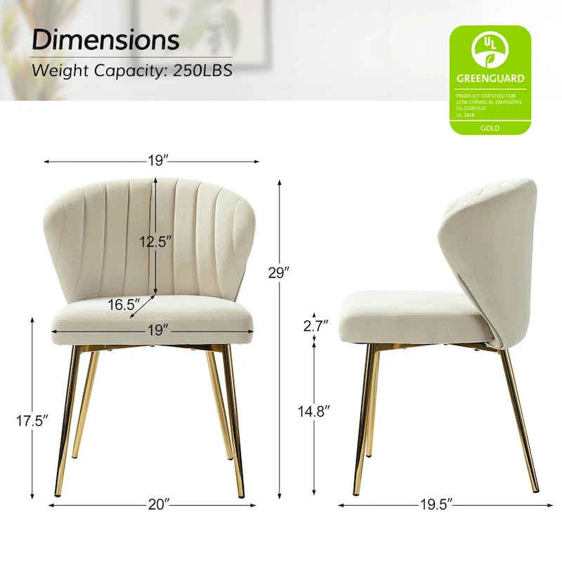 Luna Modern Glam Upholstered Tufted Back Side Accent Dining Chair with Small Base by HULALA HOME