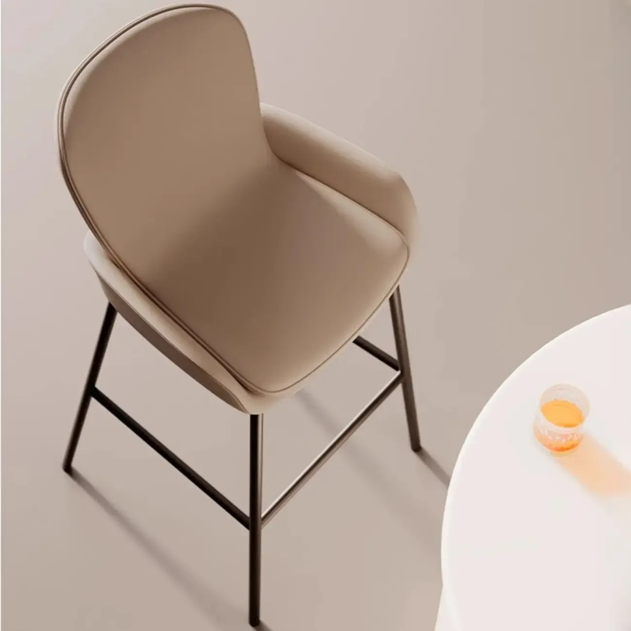 Coffee Bucket Four Legs Leather Counter Bar Stools