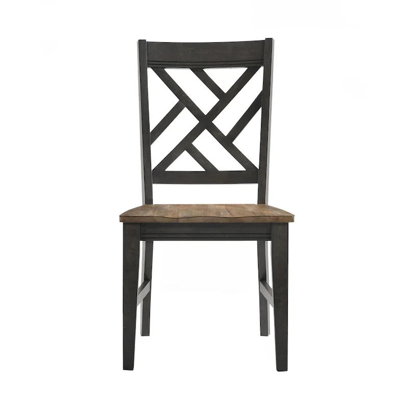 Harper Dining Chair with Lattice Back and 4 Legs, Brushed Brown & Pecan, Set of 2