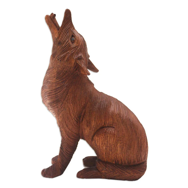 Novica Handmade Northern Howl Wood Statuette