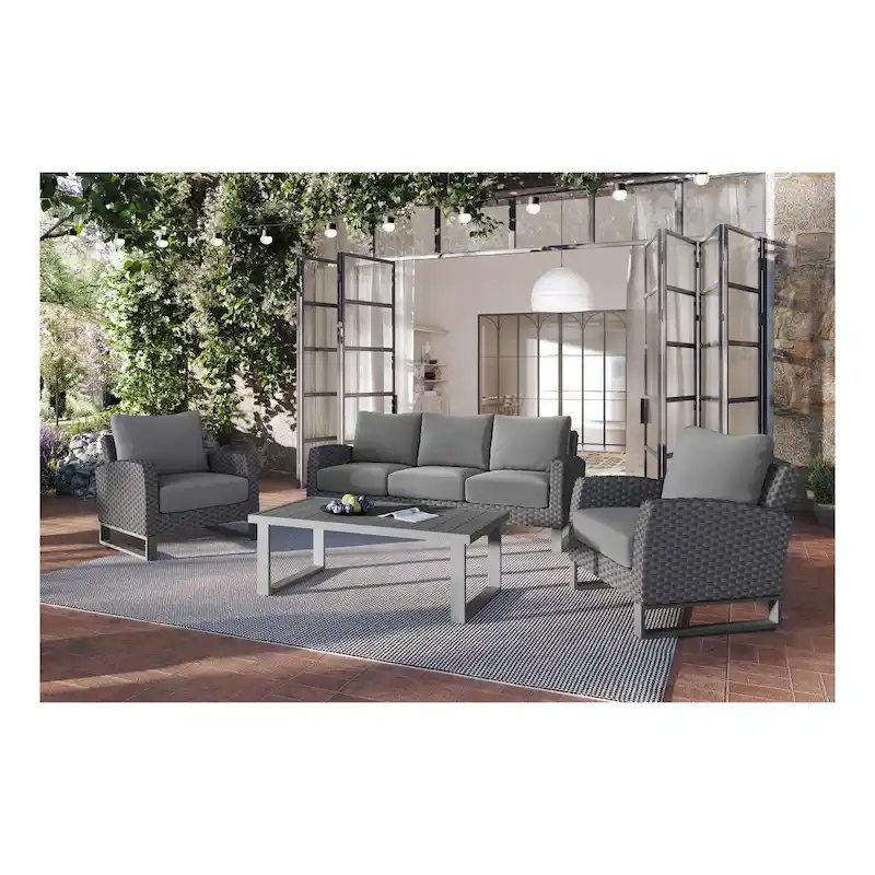 New Classic Furniture Fiji 4-Piece Patio Sofa Set with Sled Base